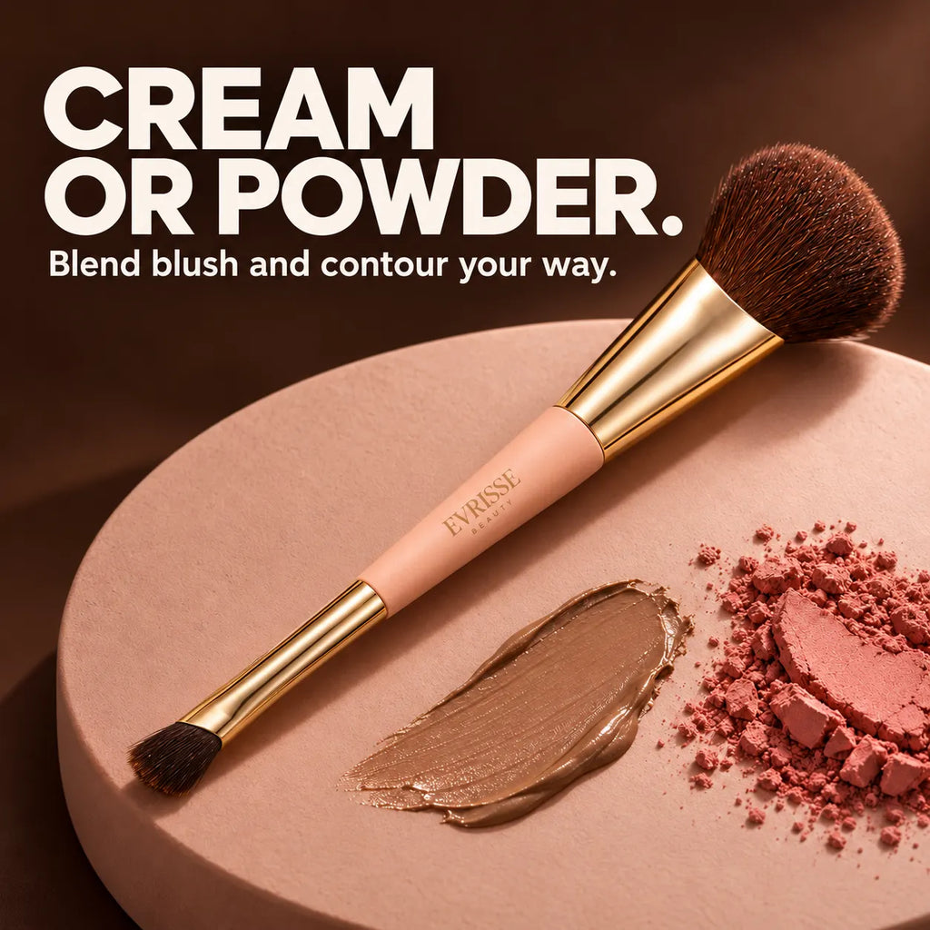 Evrisse Beauty 2-in-1 Build & Conceal Brush - cream and powder